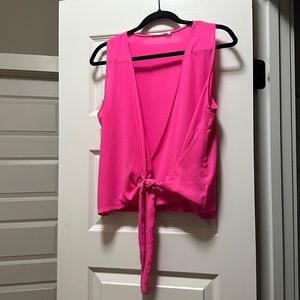 Hot Pink Sheer Tie Top
